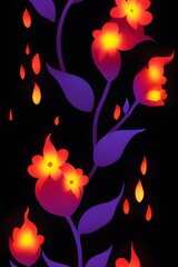 burning flowers, wallpaper