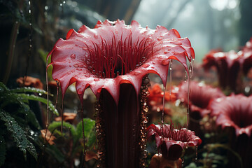 Corpse Flower - showcasing its massive bloom and notorious smell. - obrazy, fototapety, plakaty