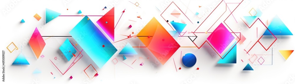 Poster banner of graphic design with simple geometric shapes. generative ai