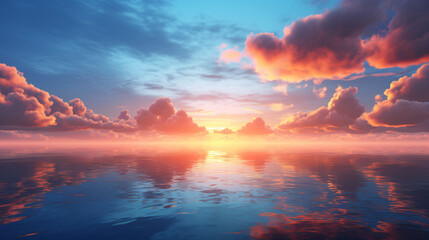 Fototapeta na wymiar Sunset Sky Coastline Ocean Sea Water Clouds
