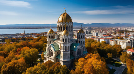 The Cathedral of the Assumption in Varna Aerial view - obrazy, fototapety, plakaty