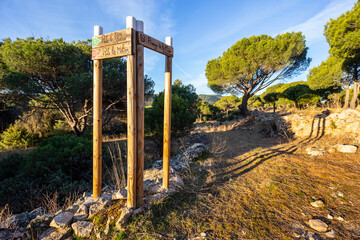 Signals at Path of the Woman stream. Avila. Spain. Europe.