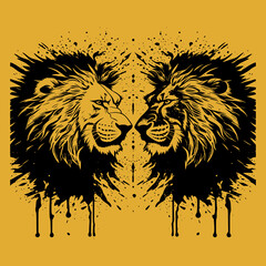 Two Lion War and Fight Vector illustration 