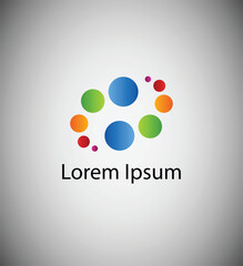 A logo with colorful circles