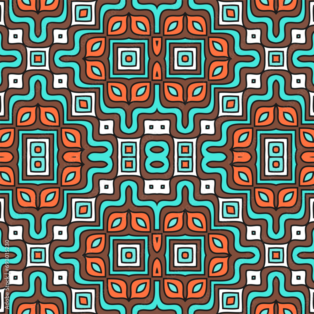 Poster seamless pattern with a diagonal composition in a brown and blue color palette. vector illustration