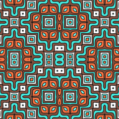 Seamless pattern with a diagonal composition in a brown and blue color palette. Vector illustration