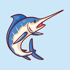 Blue marlin fish mascot character illustration