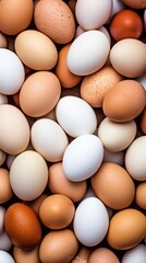 vertical eggs close-up white and beige colorful. concept: food, Easter, protein, diet, background