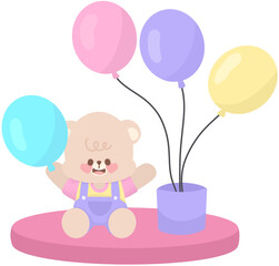 cute teddy bear with balloons