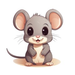 Cute cartoon 3d character rat on white background