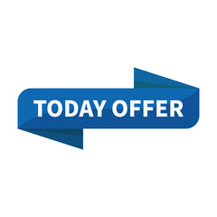 Today Offer In Blue Ribbon Rectangle Shape For Sale Promotion Business Marketing Information Social Media
