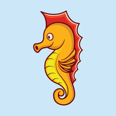 Cute seahorse mascot character illustration