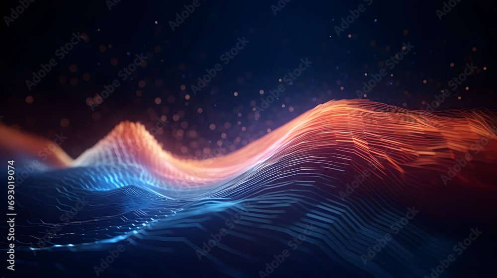 Aufkleber future technology data wave curve abstract color dreamlike background
