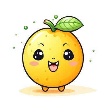 Cute cartoon 3d character passion fruit with eyes on white background