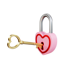 3d render pink love padlock