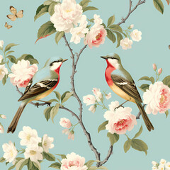 peonies and wild flowers Pattern 