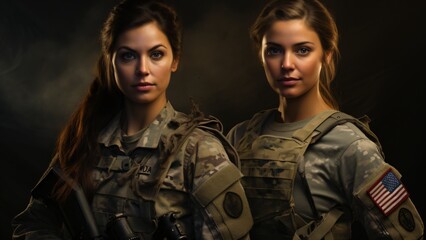 Fototapeta premium Unity Among Female Soldiers - Standing Shoulder to Shoulder for a Common Mission