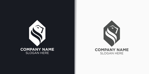 lion and safety logo design concept, security logo vector