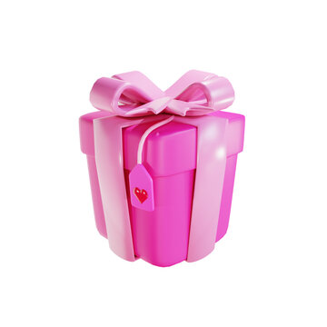 3d reder pink giftbox present love