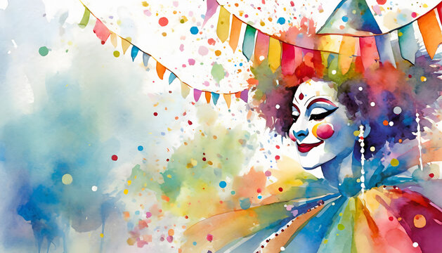 Colorful female clown