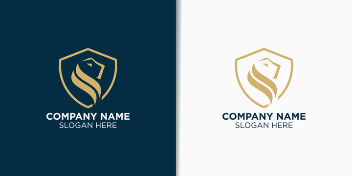 lion and safety logo design concept, security logo vector