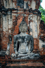 Fototapeta na wymiar Statue de bouddha dans un temple Thailandais
