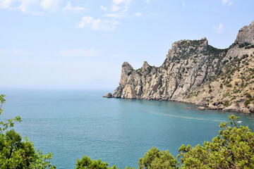 Crimea Peninsula, Novy Svet, landscape overlooking the Black Sea from Cape Kapchik