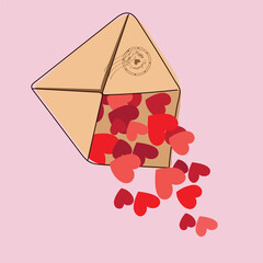 funny box with hearts a gift for St. Valentine's day vector illustration