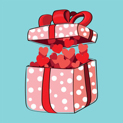 funny box with hearts a gift for St. Valentine's day vector illustration