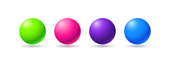 Set of brignt colored balls in the style of y2k plastic neon colors