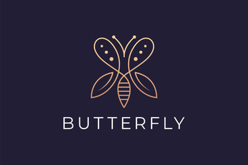 Abstract butterfly line logo  design vector - obrazy, fototapety, plakaty