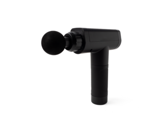 Massage gun on a transparent PNG background. Therapeutic sports device.