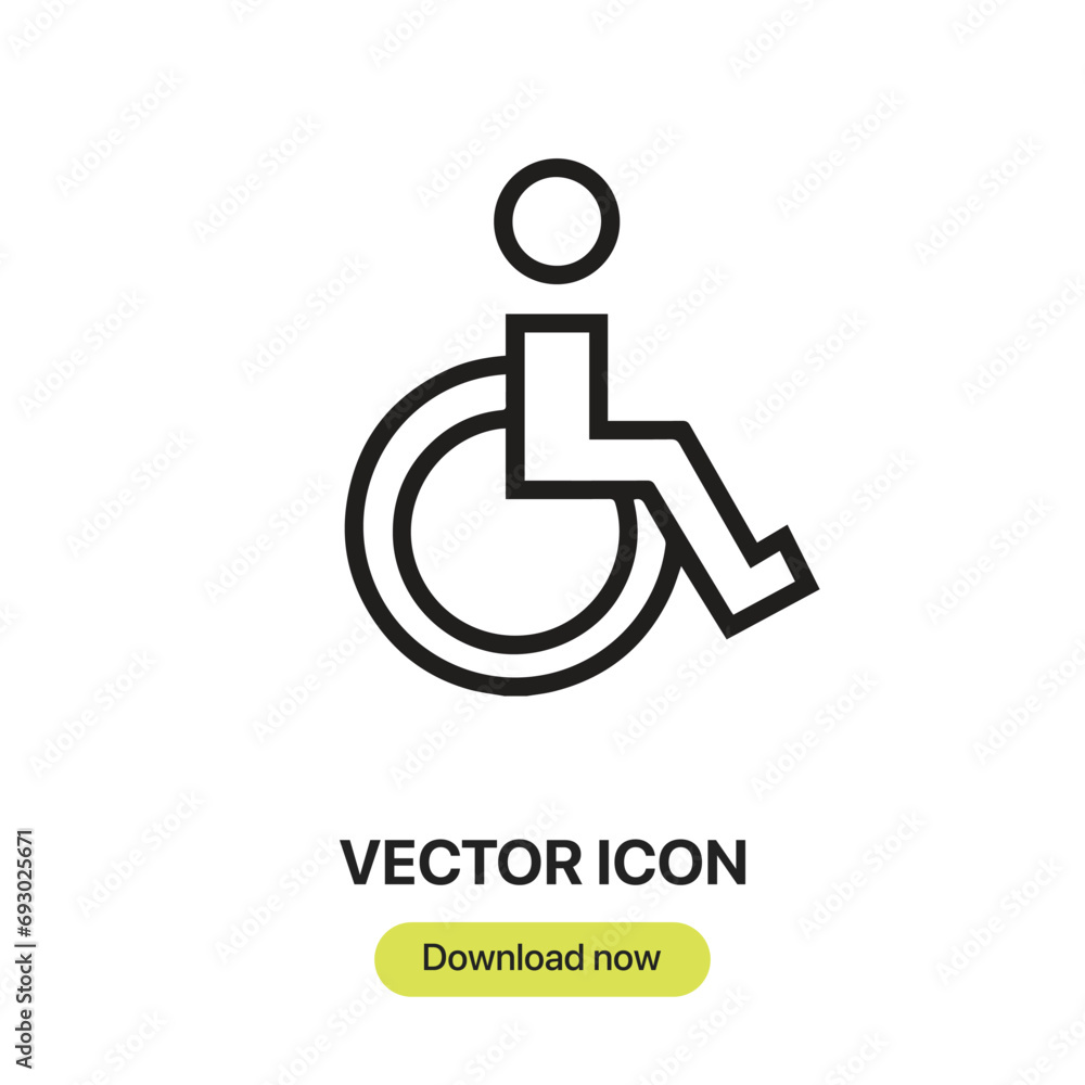 Poster wheelchair icon vector. linear-style sign for mobile concept and web design. wheelchair symbol illus