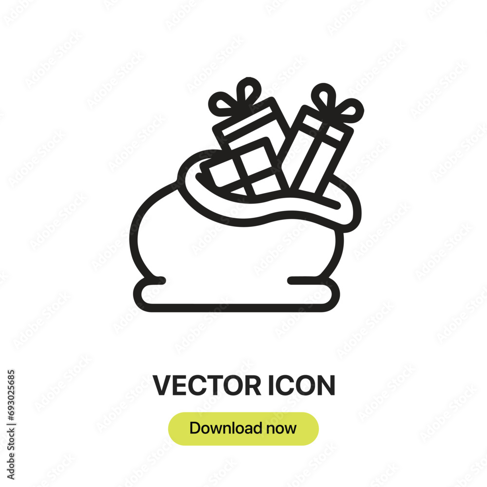 Fototapete gifts in a bag icon vector. linear-style sign for mobile concept and web design. gifts in a bag symb