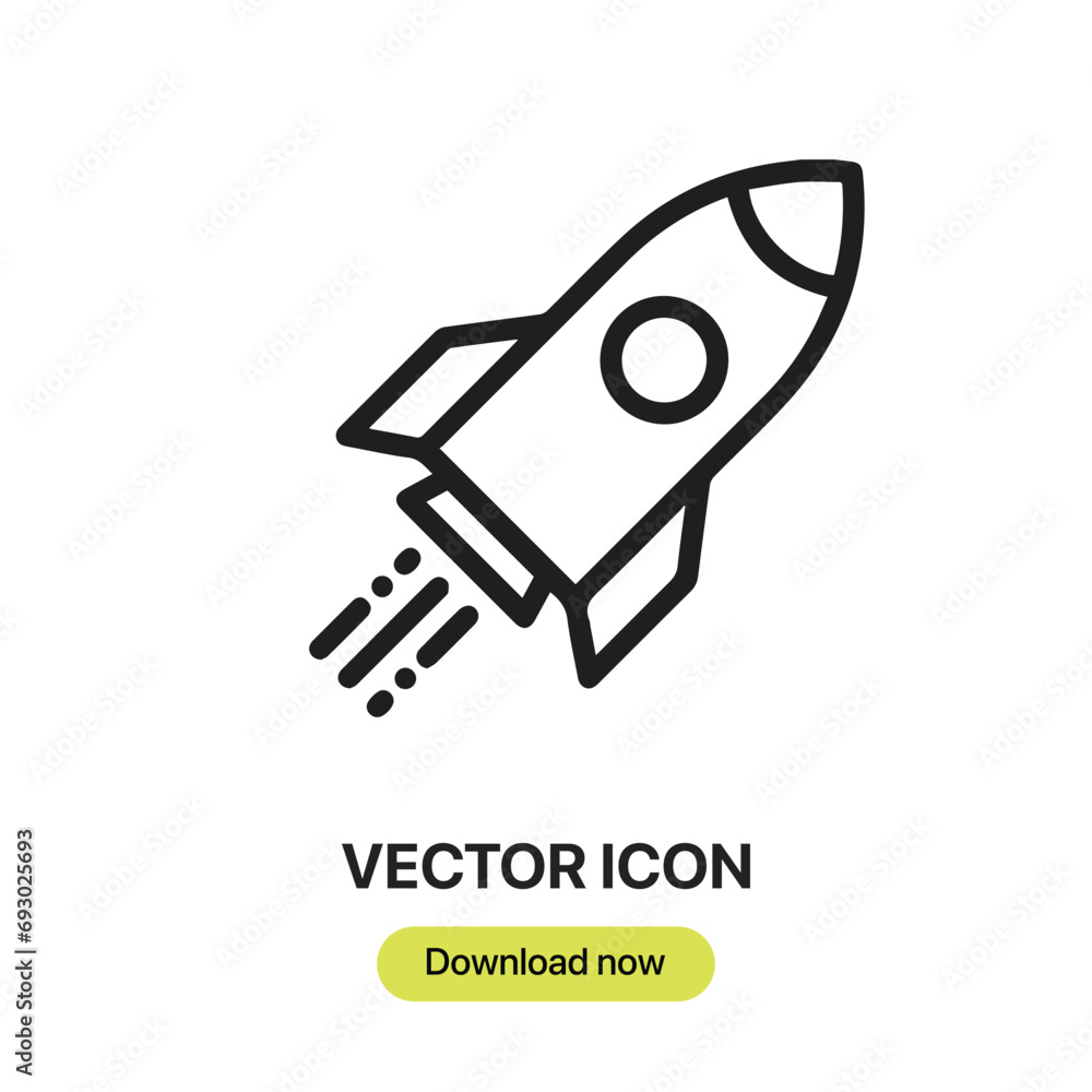 Poster rocket ship icon vector. linear-style sign for mobile concept and web design. rocket ship symbol ill