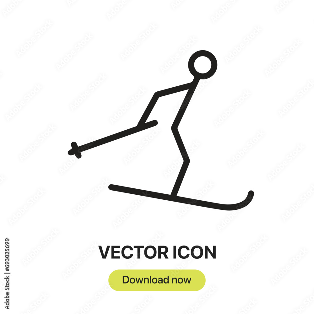 Poster skiing icon vector. linear-style sign for mobile concept and web design. skiing symbol illustration.