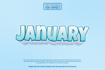 Editable text effect January 3d cartoon template style modren premium vector
