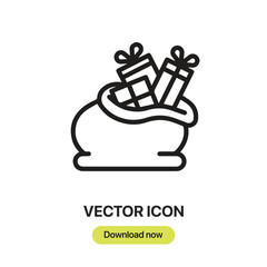 Gifts In A Bag icon vector. Linear-style sign for mobile concept and web design. Gifts In A Bag symbol illustration. Pixel vector graphics - Vector.	