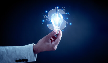 Inspiration. hand hold light bulb for good idea. brainstorming creative. Idea innovation and...