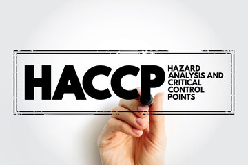 HACCP - Hazard Analysis and Critical Control Points stamp acronym, concept background