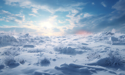 Winter background of snow and frost with free space for your decoration. generated by ai