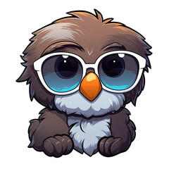 Little cute eagle wearing sunglasses.