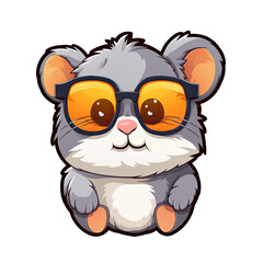 Obraz premium Little cute dwarf hamster wearing sunglasses.
