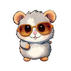 Naklejka premium Little cute hamster wearing sunglasses.
