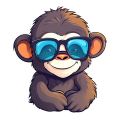 Little cute monkey wearing sunglasses.