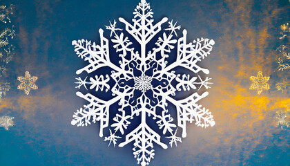 雪の結晶が空から舞い降りる冬の情景 - obrazy, fototapety, plakaty