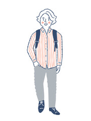 笑顔の若い男性　全身