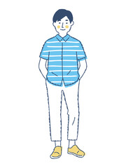 笑顔の若い男性　全身