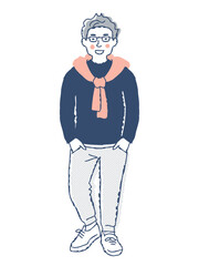 笑顔の若い男性　全身