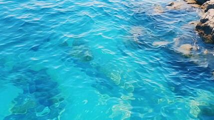 Fototapeta na wymiar Blue ripped sea water as swimming pool. Crystal